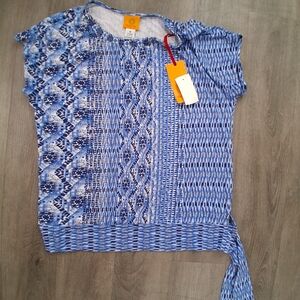 Tommy Bahama Blue and White Patterned Blouse